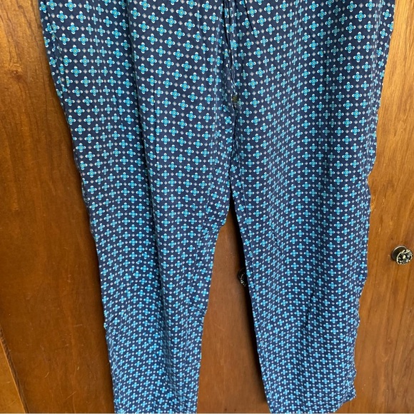 Lands end lounge pants size large women’s blue diamond print tie waist - Picture 3 of 14